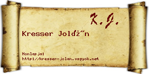 Kresser Jolán névjegykártya