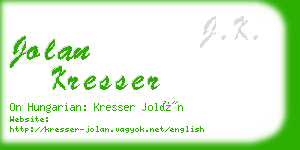 jolan kresser business card